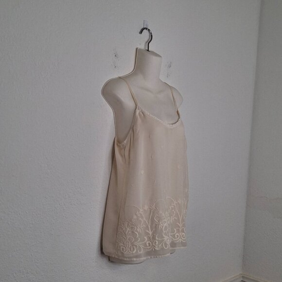 Old Navy Floral Embroidered Cami Sz S Lace Adjustable Straps Boho Minimalist - Picture 3 of 14